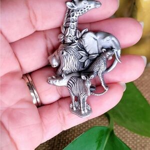 Silver Safari Animal Brooch